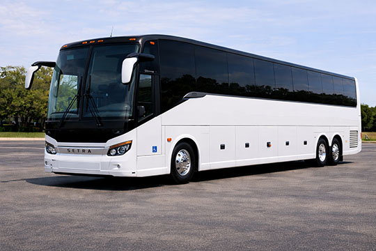 56-passenger charter bus available for charter in Orange, CA